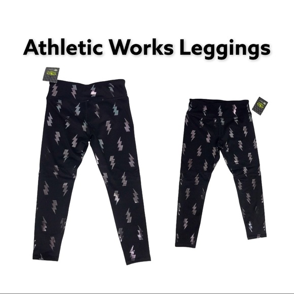NET Athletic Works Black & Silver Leggings - Picture 1 of 8